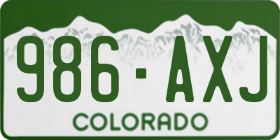 CO license plate 986AXJ