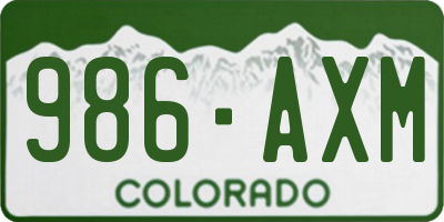 CO license plate 986AXM