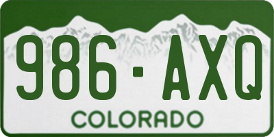 CO license plate 986AXQ