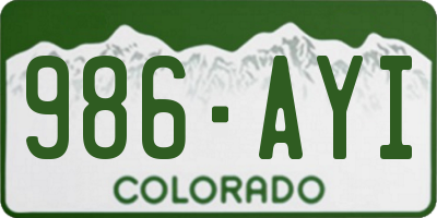 CO license plate 986AYI