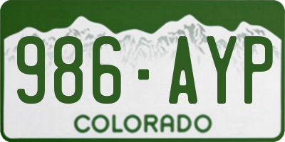 CO license plate 986AYP