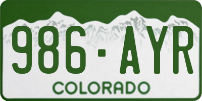 CO license plate 986AYR