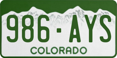 CO license plate 986AYS