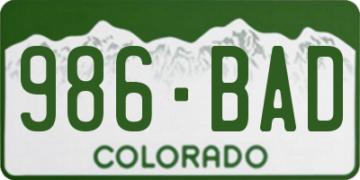 CO license plate 986BAD