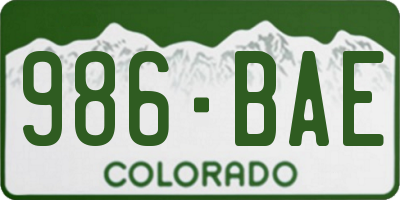 CO license plate 986BAE