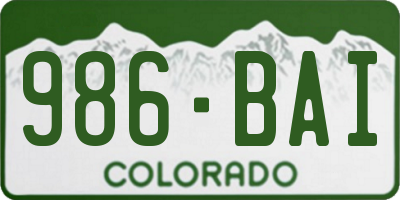 CO license plate 986BAI