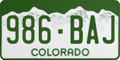CO license plate 986BAJ