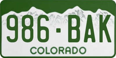 CO license plate 986BAK