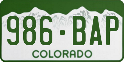 CO license plate 986BAP