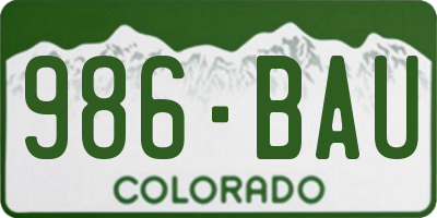 CO license plate 986BAU