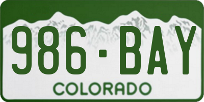 CO license plate 986BAY