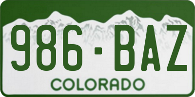 CO license plate 986BAZ