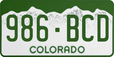 CO license plate 986BCD