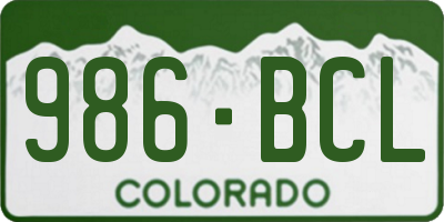 CO license plate 986BCL