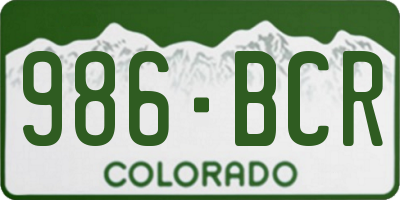 CO license plate 986BCR