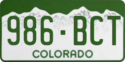 CO license plate 986BCT