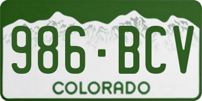 CO license plate 986BCV
