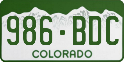 CO license plate 986BDC