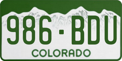 CO license plate 986BDU