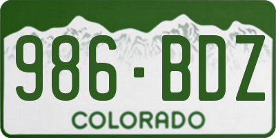 CO license plate 986BDZ