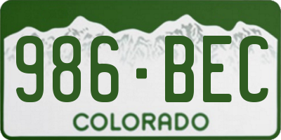 CO license plate 986BEC