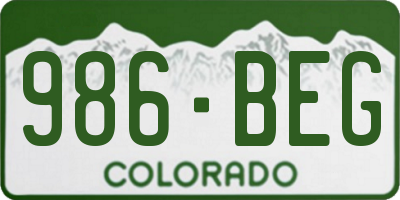 CO license plate 986BEG