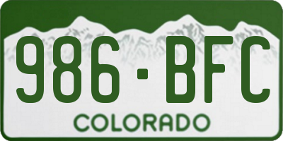 CO license plate 986BFC