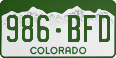 CO license plate 986BFD