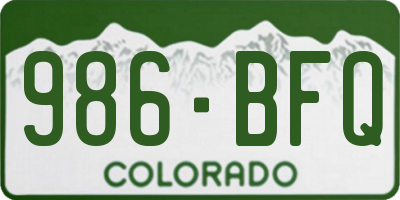 CO license plate 986BFQ