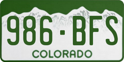CO license plate 986BFS