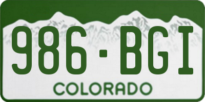 CO license plate 986BGI