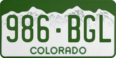 CO license plate 986BGL