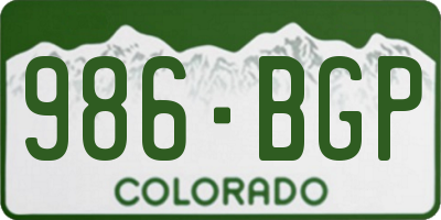 CO license plate 986BGP