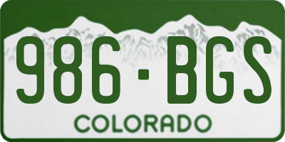 CO license plate 986BGS