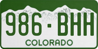 CO license plate 986BHH