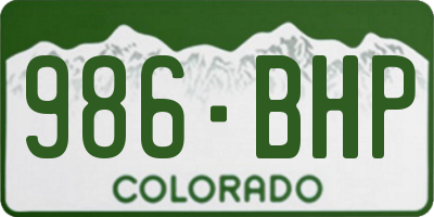 CO license plate 986BHP
