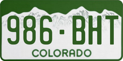 CO license plate 986BHT