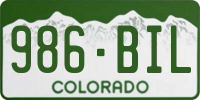 CO license plate 986BIL