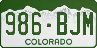 CO license plate 986BJM