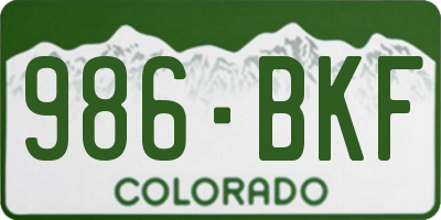 CO license plate 986BKF
