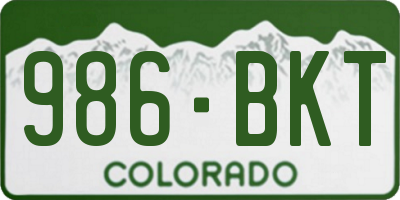 CO license plate 986BKT
