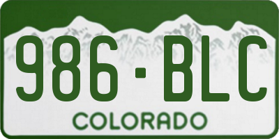 CO license plate 986BLC