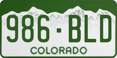 CO license plate 986BLD