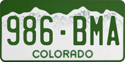 CO license plate 986BMA