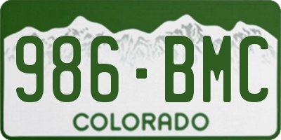 CO license plate 986BMC