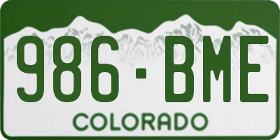 CO license plate 986BME
