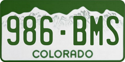 CO license plate 986BMS