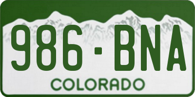CO license plate 986BNA