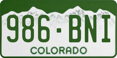 CO license plate 986BNI