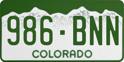 CO license plate 986BNN